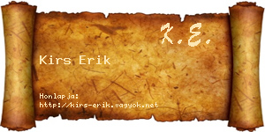 Kirs Erik névjegykártya